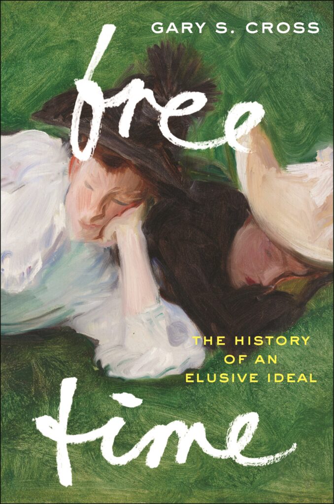 On the cover of Free Time: The History of an Elusive Ideal by Gary S. Cross, there is an impressionist  painting of two white women lounging in the grass.